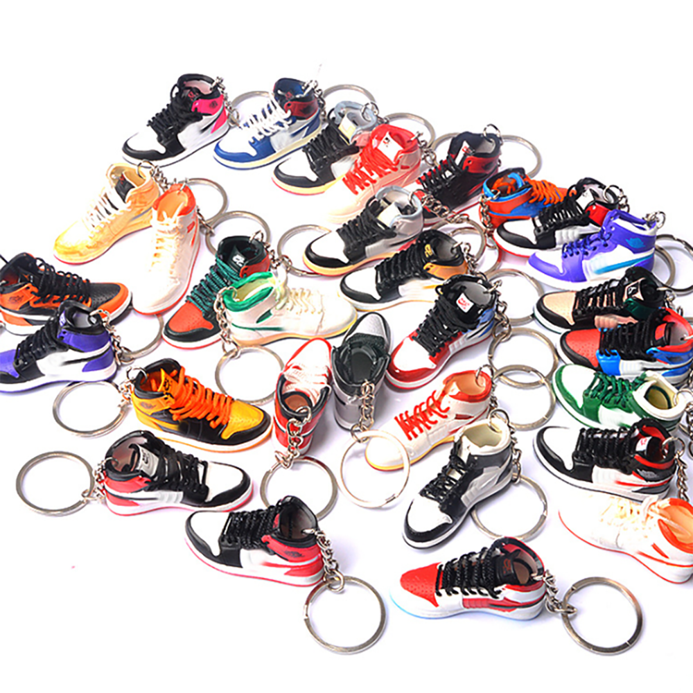 Wholesale Brands Mini Sneaker Keychain And Bag AJ Shoe Key Chain Shoe 3D Sneaker jordanes Keychain With Box