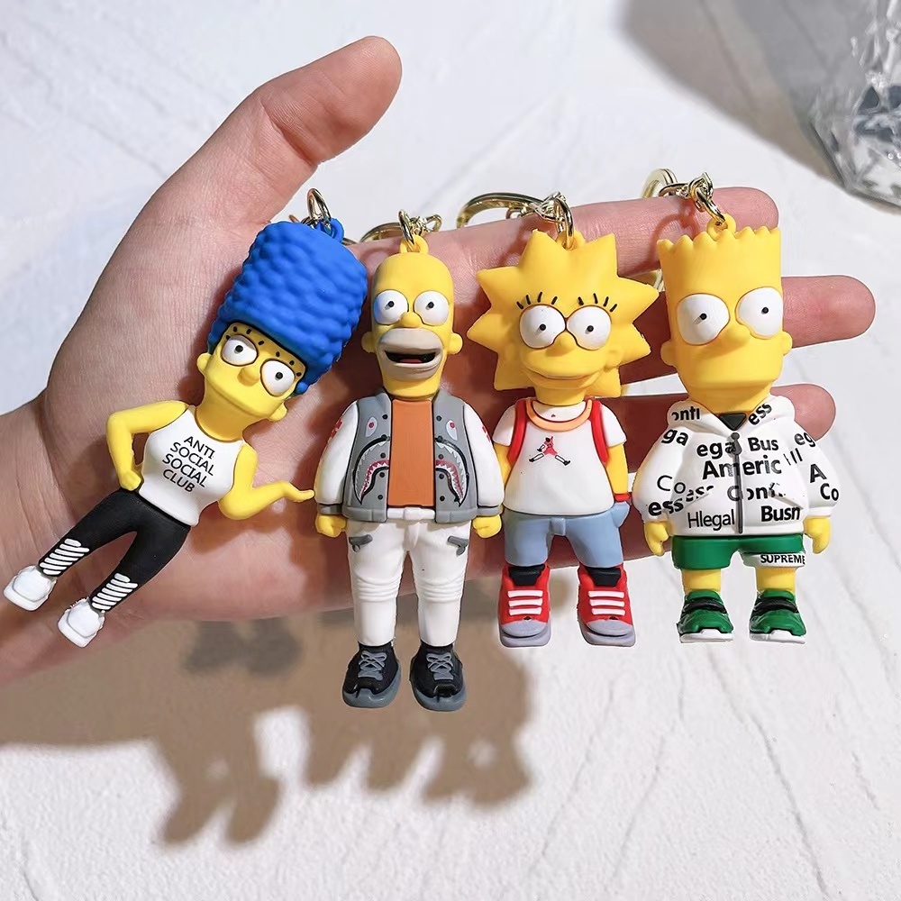 OEM Keyring Custom 3D Design Simpson Plastic Pvc Rubber Logo Key Chain Silicone Rubber Keychain