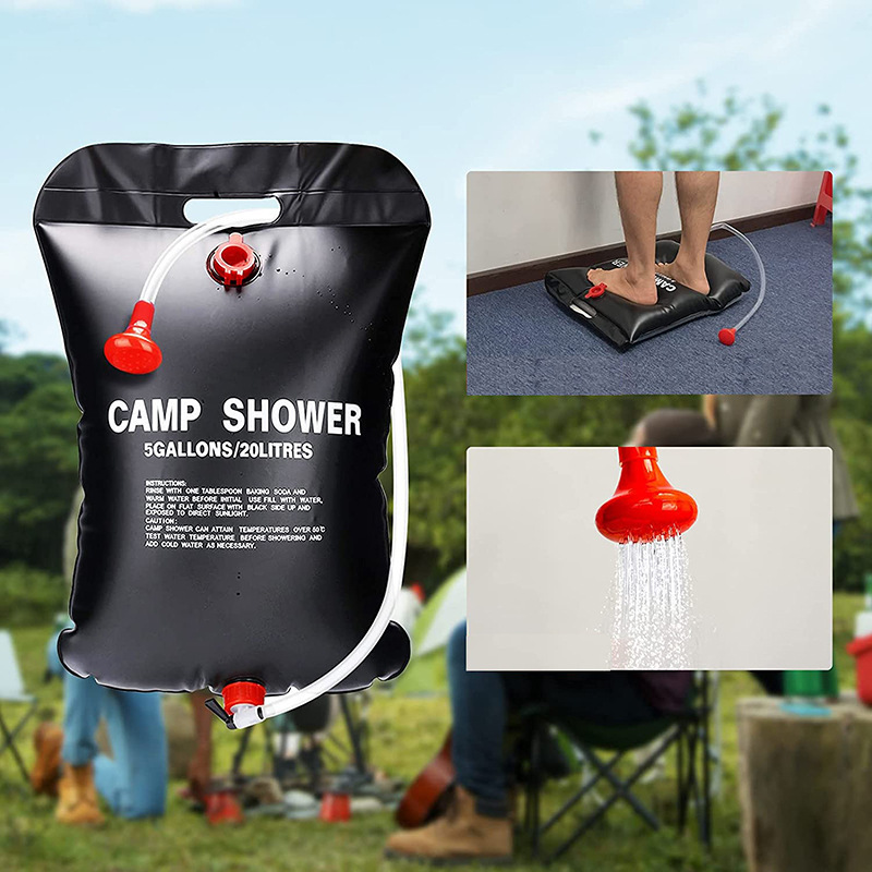 Hot Sale 20L portable camping shower 5 gallons heating pipe bag solar water heater outdoor Other camping gear