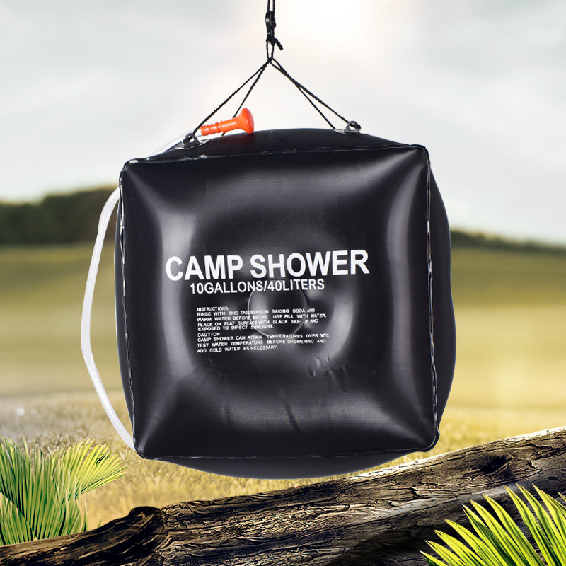 Hot Sale 40L Hanging Camping Solar shower bag Heated Shower. Custom wholesale camping supplies Shower Water Bag