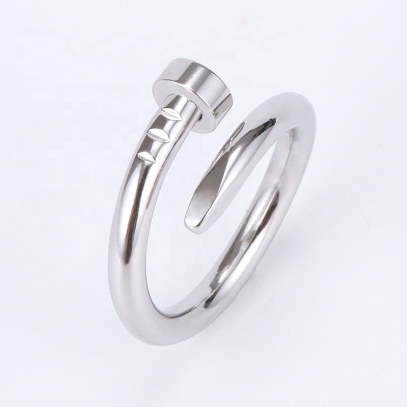 High Quality Luxury Designer Jewelry Nail Ring Set with Diamond CZ 18k Gold Plated Stainless Steel Ring