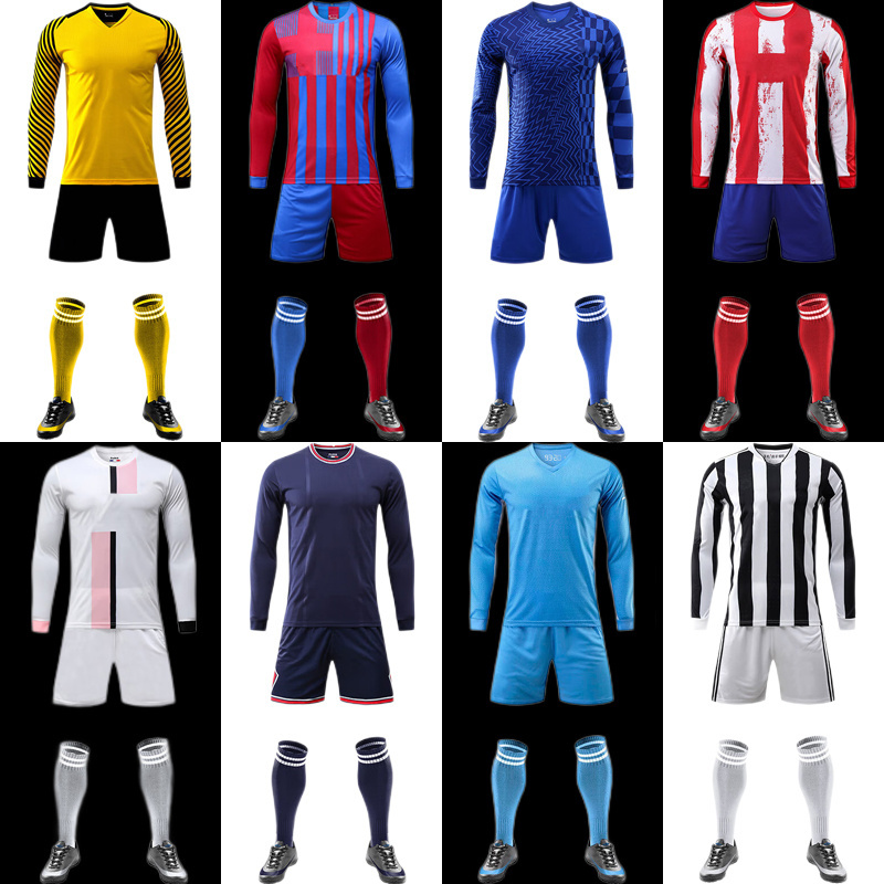 long-sleeved football set men's winter soccer wear training suit children's Messi jersey team uniform custom logo