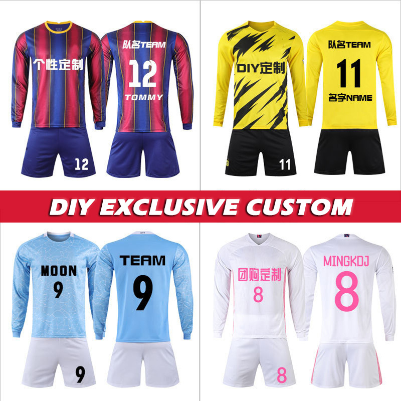 long-sleeved football set men's winter soccer wear training suit children's Messi jersey team uniform custom logo