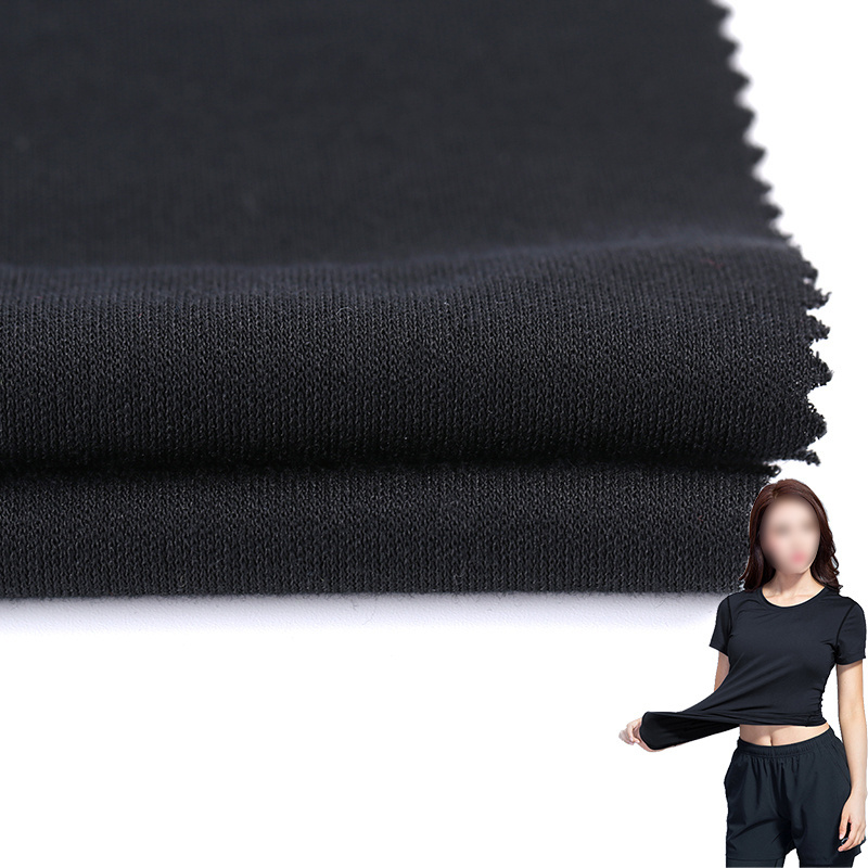 Factory Hot Sales Sportswear Anti Bacteria Cotton Polyester Stretch Knit Single Jersey Fabric For T-shirt