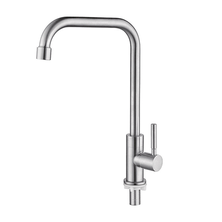 Polished Nickel Single Handle Kitchen Only Cold Faucet with Flexible Chrome Plated Lever, Stainless Steel 304, Low Price