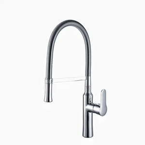 Wholesale Long Neck Pullout Double Handle Mixer Pull Down Kitchen Faucet Spout Aerator 304 Stainless Steel  Spray Kitchen Faucet