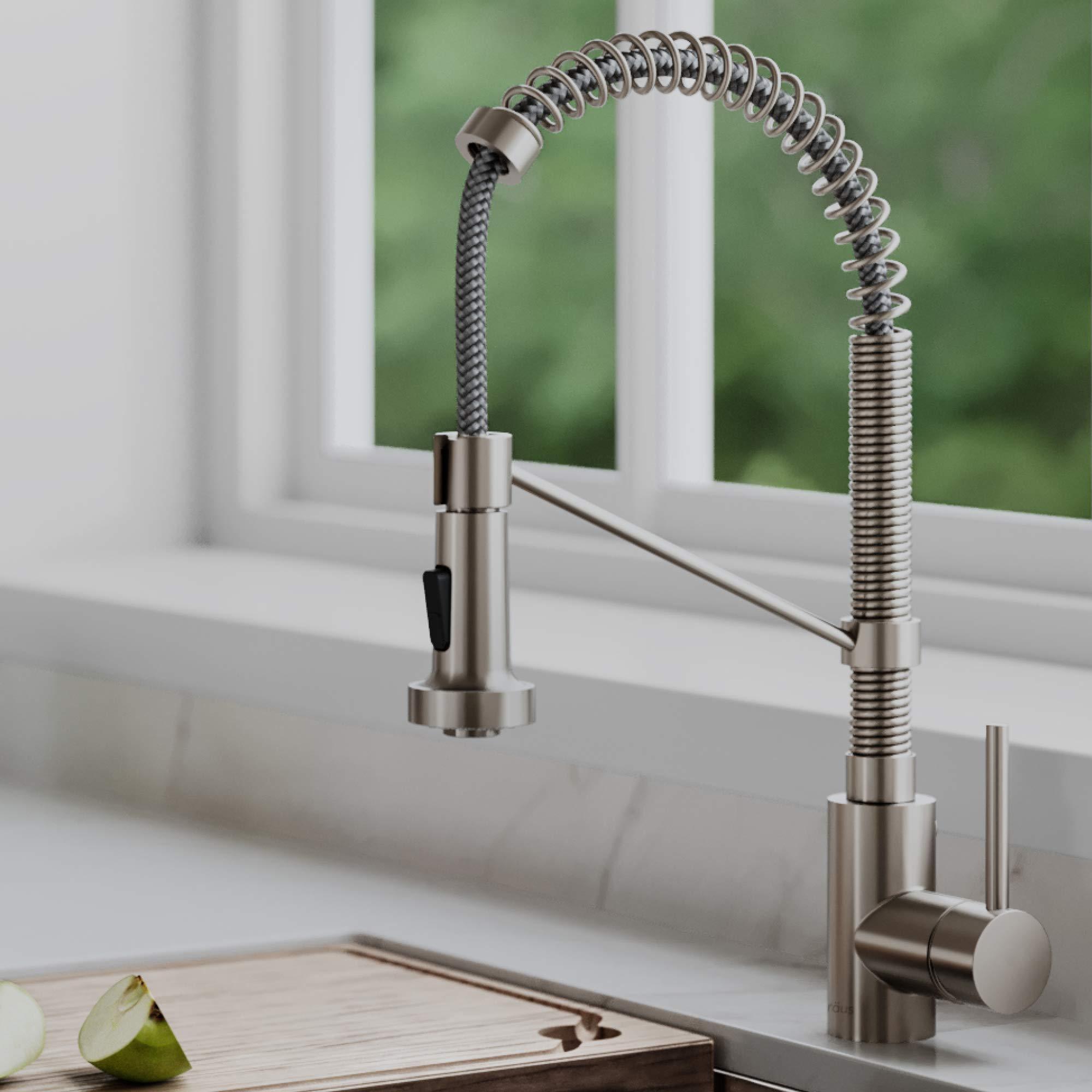 Pull Down Sprayer Brushed Single Handle Pull Out Sink Kitchen Faucet Dual Function Water Fitting Faucets for Farmhouse Laundry