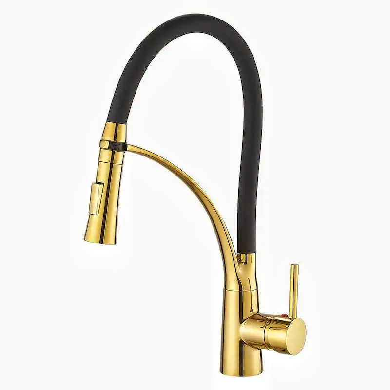 Wholesale China Factory Contemporary Deck Mounted Brushed Nickel Chrome Copper Silver Gold Black Spring Brass Kitchen Faucet