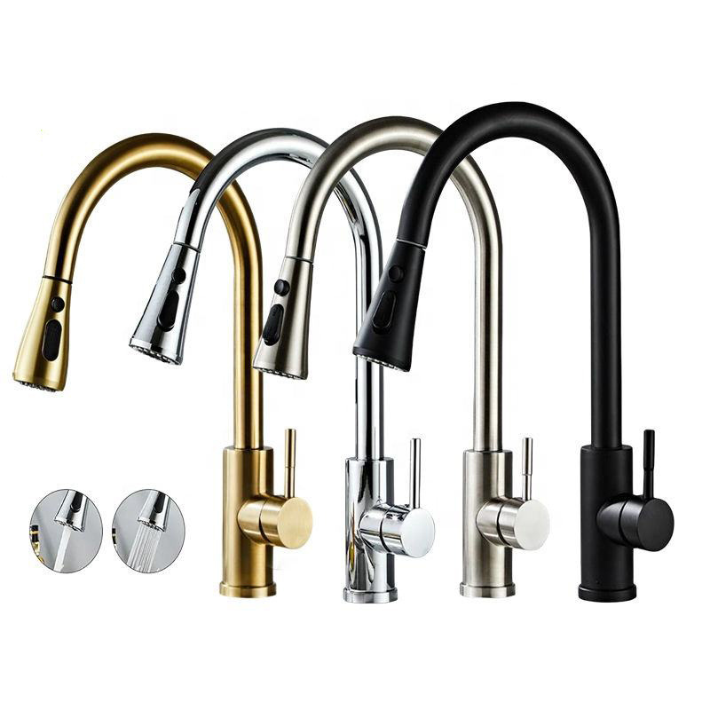 Kitchen Sink Mixer Tap Flexible Pull Out Kitchen Faucet Gold Deck Mounted Water Faucet Brass Kitchen Faucets