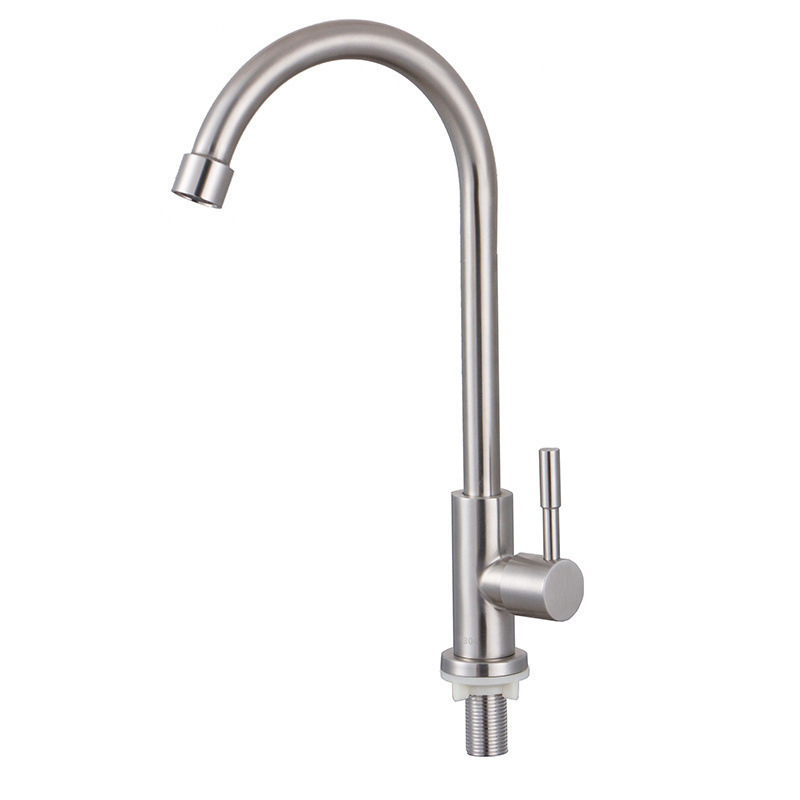 Polished Nickel Single Handle Kitchen Only Cold Faucet with Flexible Chrome Plated Lever, Stainless Steel 304, Low Price