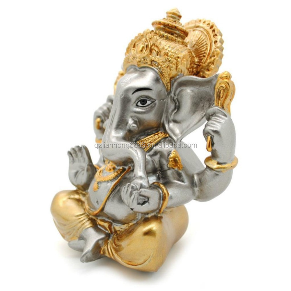 Deity ganesha figurine sculptures home decor ornaments golden elephant statue