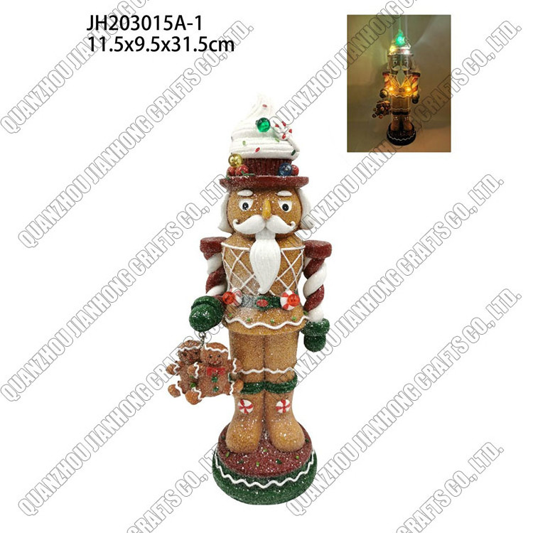 Best Selling Resin Xmas Nutcracker Soldier Statue Gingerbread Figurine For Christmas Holiday Decoration