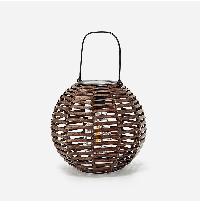 Solar Powered Rattan Lantern Portable Waterproof Led Outdoor Lantern For Home And Garden Decor