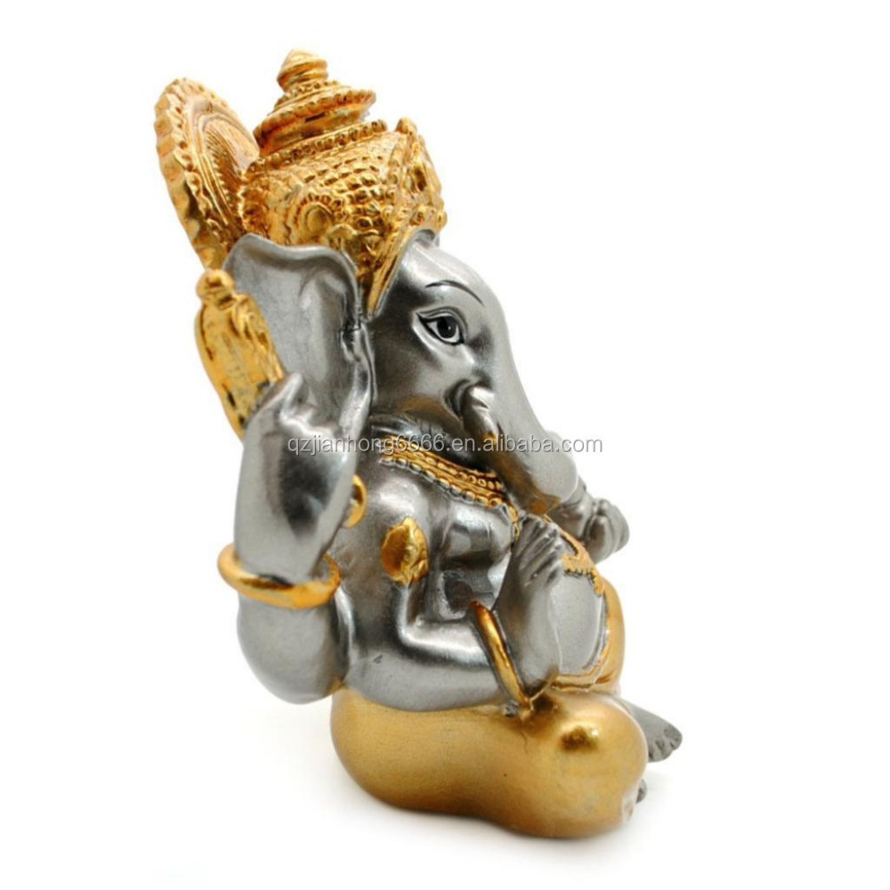 Deity ganesha figurine sculptures home decor ornaments golden elephant statue