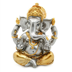 Deity ganesha figurine sculptures home decor ornaments golden elephant statue