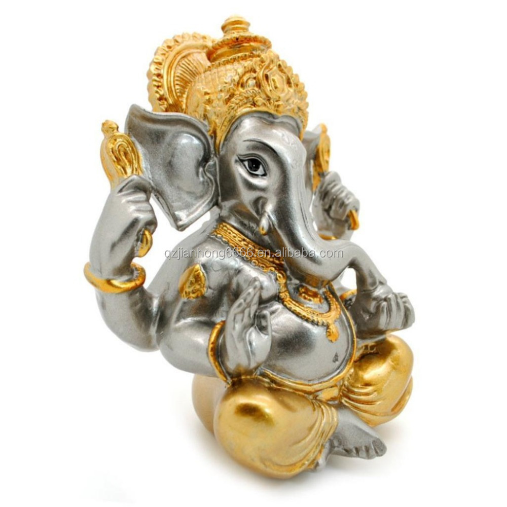 Deity ganesha figurine sculptures home decor ornaments golden elephant statue