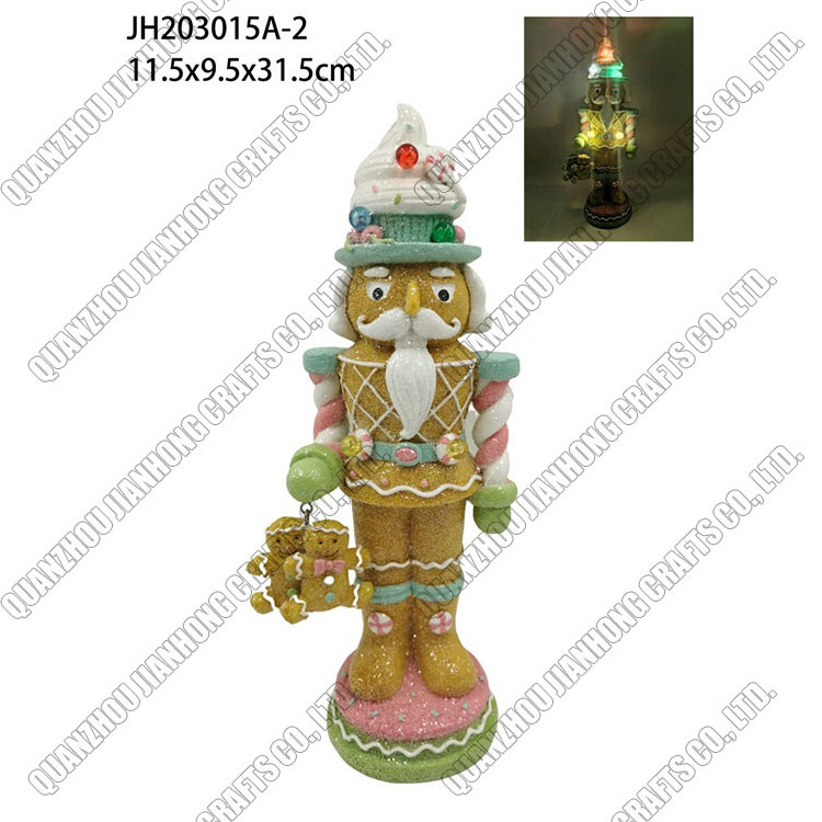 Best Selling Resin Xmas Nutcracker Soldier Statue Gingerbread Figurine For Christmas Holiday Decoration