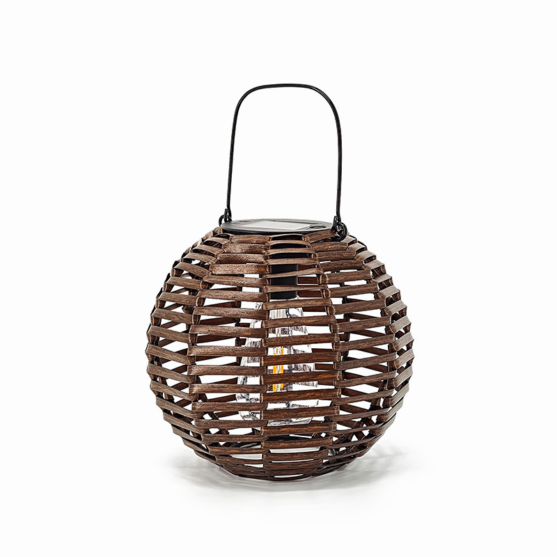 Solar Powered Rattan Lantern Portable Waterproof Led Outdoor Lantern For Home And Garden Decor