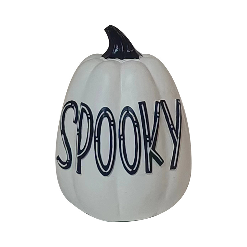 Pumpkin Resin Statue White Spooky Pumpkin Outdoor Resin Decoration