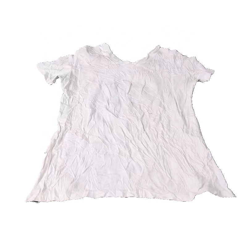 wholesale wiping rag 10kg bale cotton t shirt rag 40-60 CM white color 100 cotton rags for cleaning