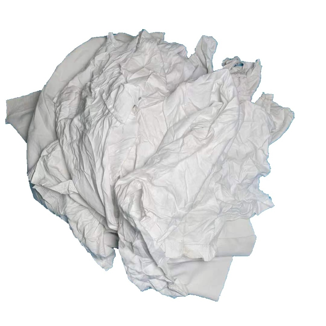 wholesale wiping rag 10kg bale cotton t shirt rag 40-60 CM white color 100 cotton rags for cleaning