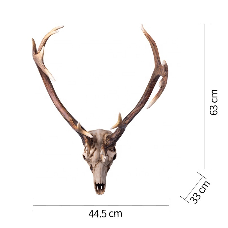 High Quality Resin Wall Hanging Animal Skull Deer Head Mount Polyresin Deer Skull Antler Rack Bust Hunting Cabin Lodge Decor