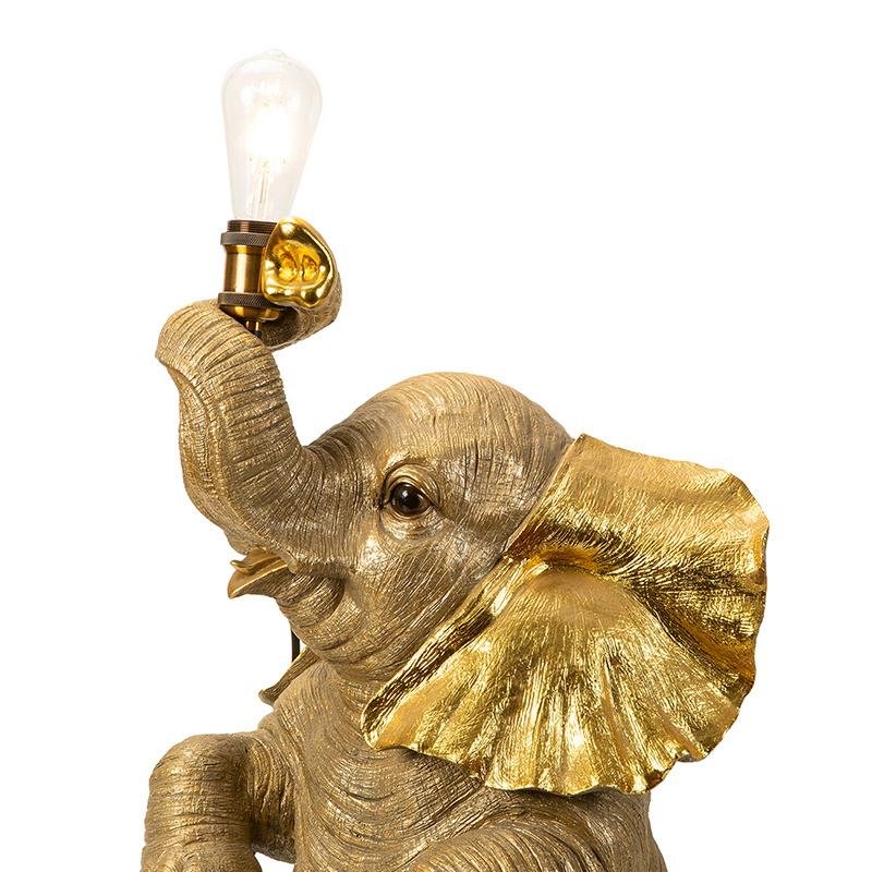 High Quality Hotel Bedroom Golden Resin Wild Animal Table Lamp Elephant Shape Animal Large Sculpture Table Lamp