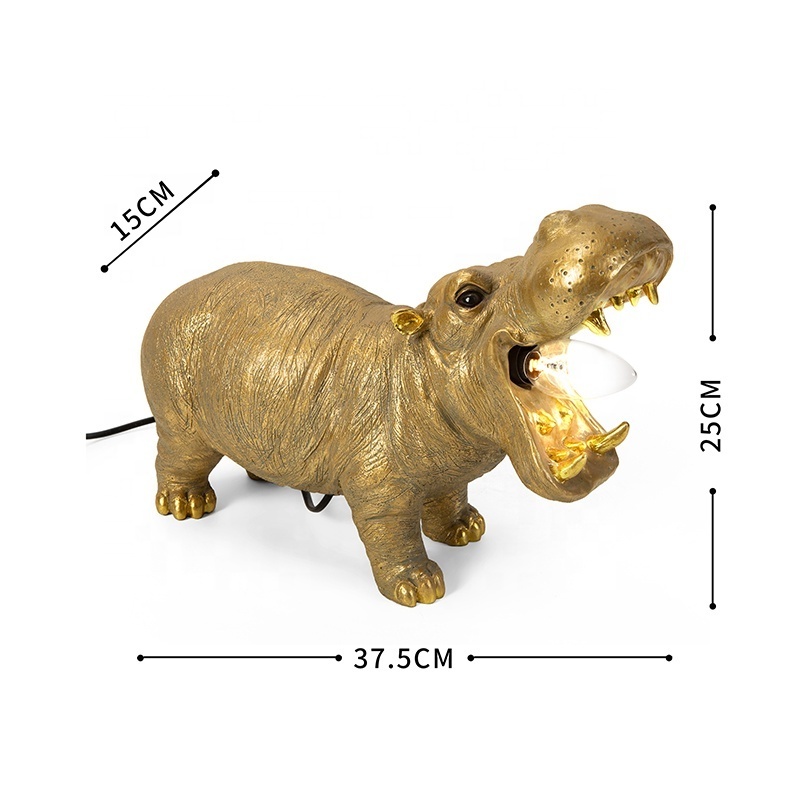 Durable Home Decorative Golden Animal Hippo Table  Bedroom Lamp