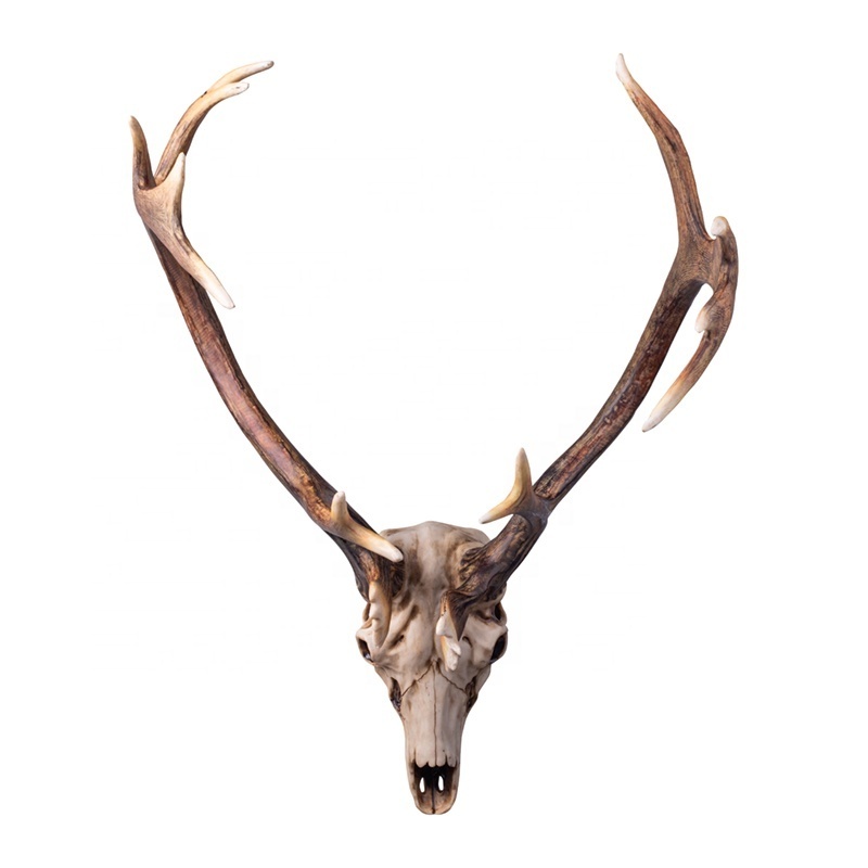 High Quality Resin Wall Hanging Animal Skull Deer Head Mount Polyresin Deer Skull Antler Rack Bust Hunting Cabin Lodge Decor