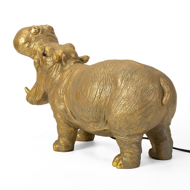 Durable Home Decorative Golden Animal Hippo Table  Bedroom Lamp