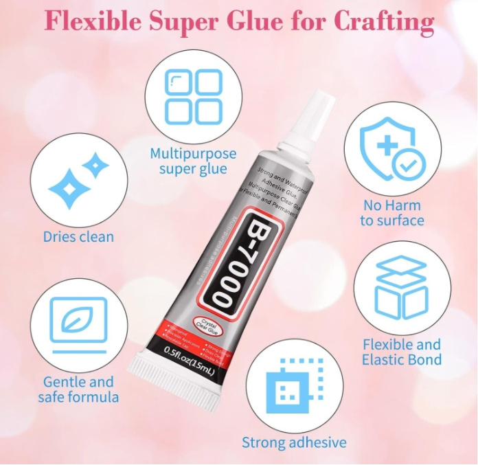 B7000 Jewelry Glue for Rhinestones Super Craft Glue with Precision Tip Multi Function Clear Glue Fabric Adhesive