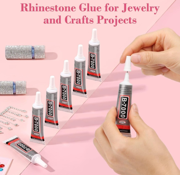 B7000 Jewelry Glue for Rhinestones Super Craft Glue with Precision Tip Multi Function Clear Glue Fabric Adhesive