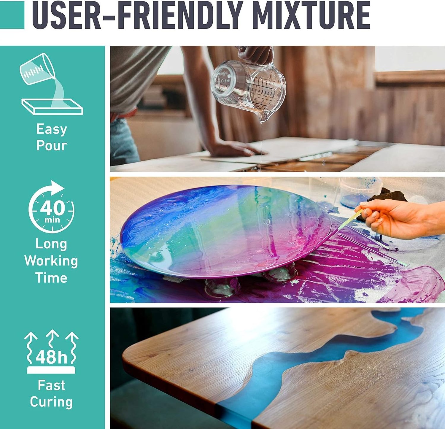 River table AB glue Epoxy Resin Kit - Crystal Clear Epoxy Resin Kit & Hardener