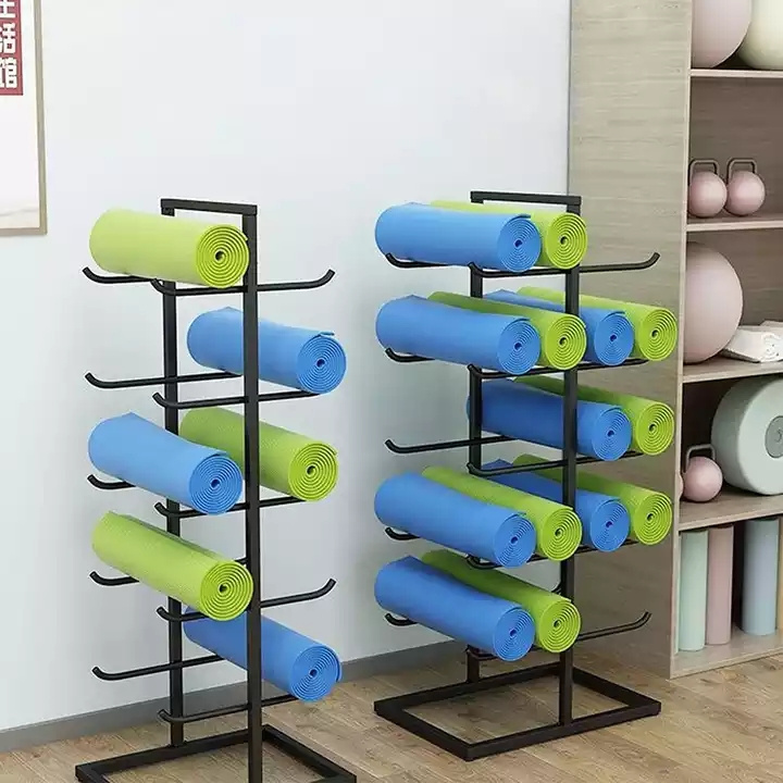 Metal Yoga Mat Rack Organizer Multi-function Sports Storage for Home Gym,Mats Foam Roller Organizer