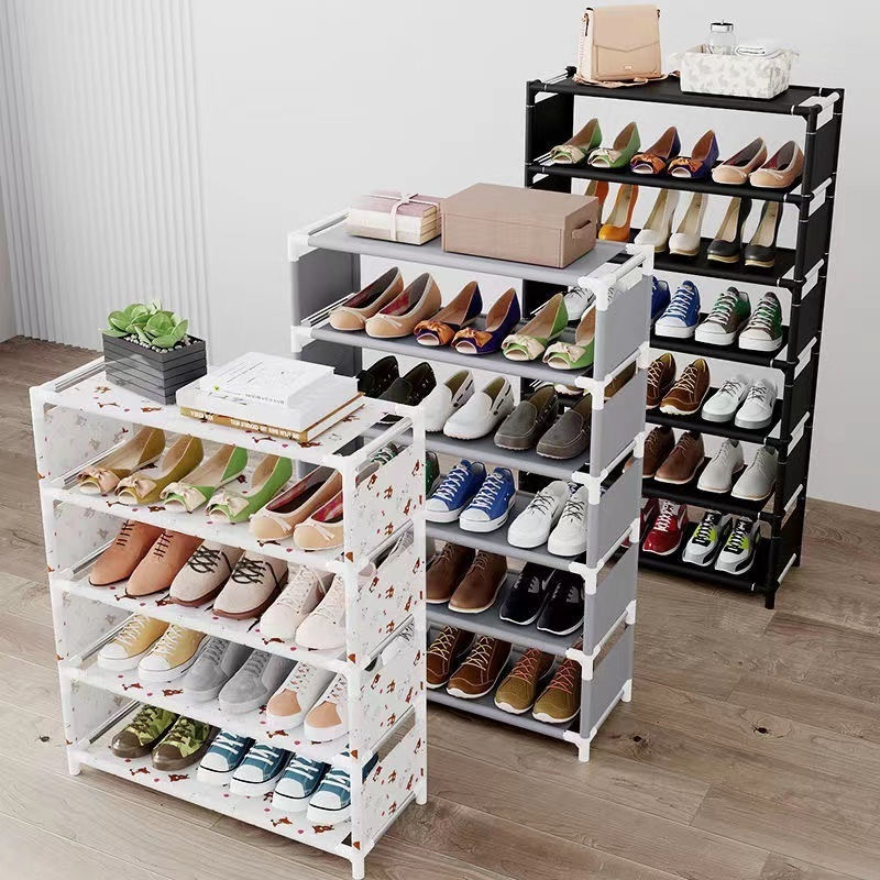 Portable Folding Metal Shoe Racks Multilayer Non Woven Fabric Combination Dustproof Simple Shoes Shelf Storage Cabinet