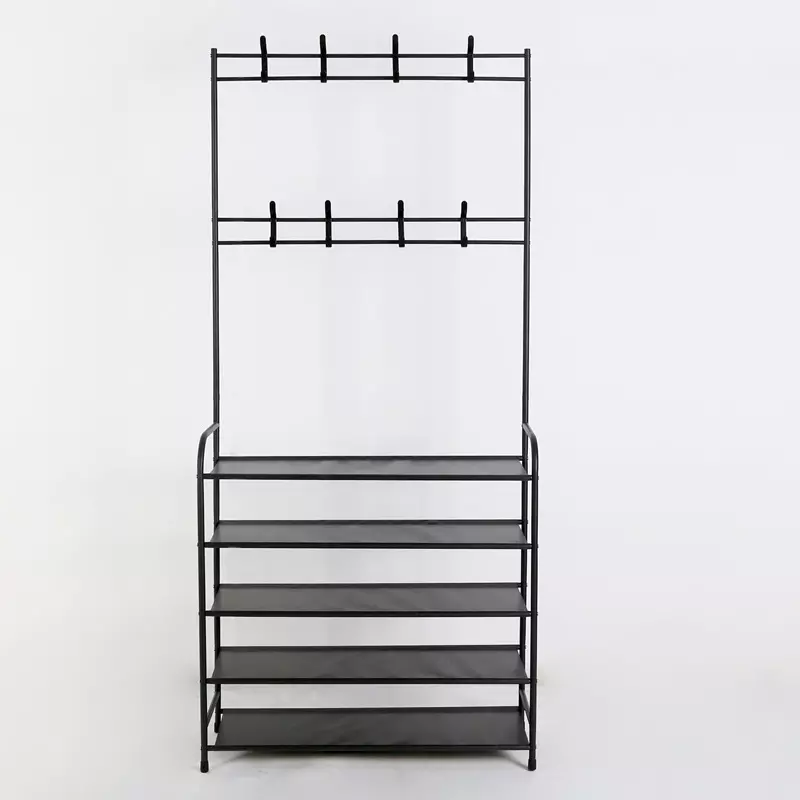 High Quality 5 tier shelves wicker shoe rack with Hanger