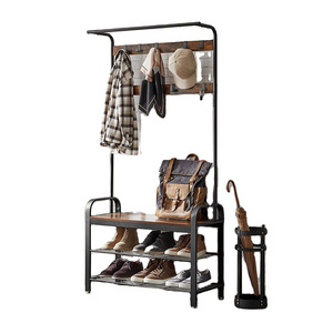 Best Manufacturers Furniture Metal Wooden Hall Tree Bedroom Coat Rack Entryway Industrial Coat Rack With Storage