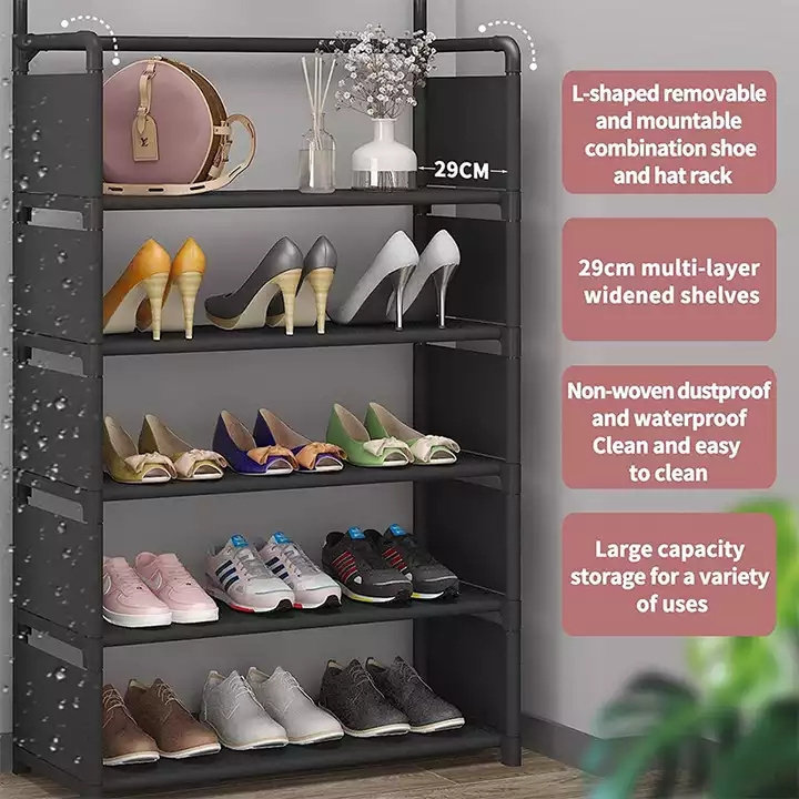 Custom OEM Shoes Rack Plastic Living Room 5 Tier Clothes Hanger Shoe Storage Racks for Home