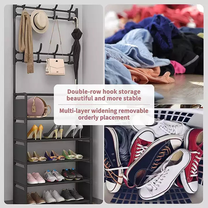 Custom OEM Shoes Rack Plastic Living Room 5 Tier Clothes Hanger Shoe Storage Racks for Home