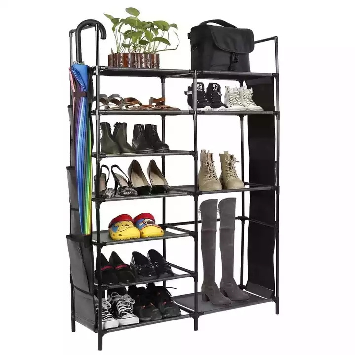 Shoe Rack Boots Storage Organizer 6 Tiers Closet Entryway Shelf Stackable Cabinet Tower Double Row Non-Woven Fabric Shoe Rack