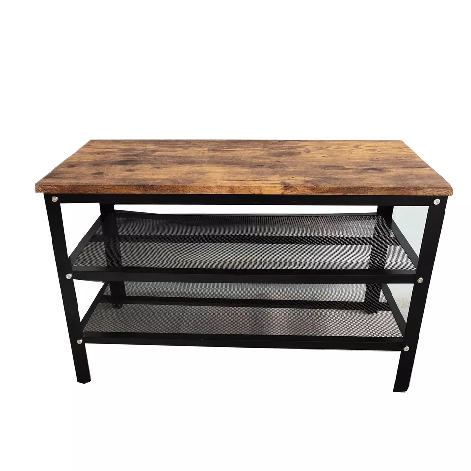 Heavy Duty Metal bench shoe storage with seat