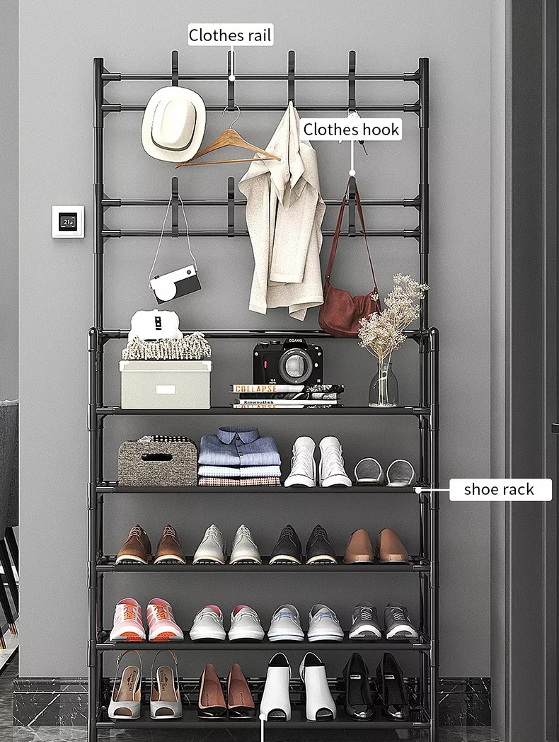 New Shoe Shelf Multi-Layer Storage Organizer Standing Clothes Rack Multifunction Shoe And Hat Rack