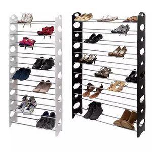 10 20 30 40 50 Pairs 10 Layer Diy metal Folding Cheap Plastic And Iron Pipe Stacking Shoe Rack