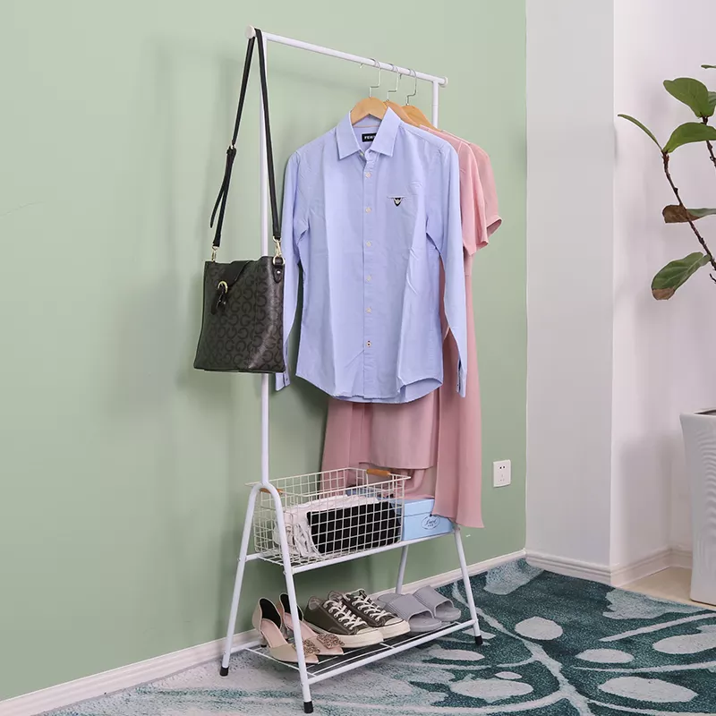 Heavy Duty Metal Clothes Garment Entryway Bench Coat Rack With Shoe Stand