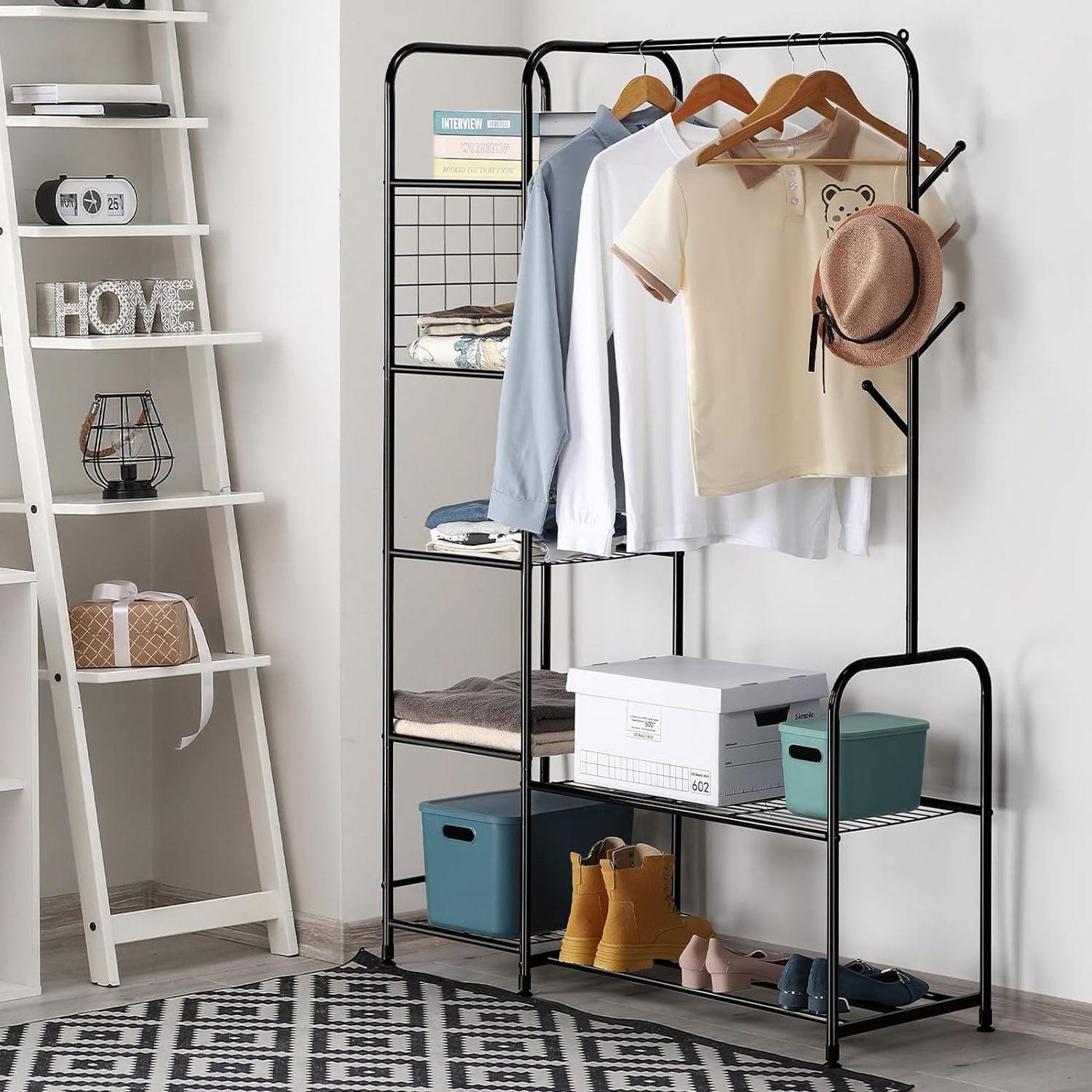 Coat Rack Freestanding Clothing Rack with Shelves Garment Racks for Hanging Clothes