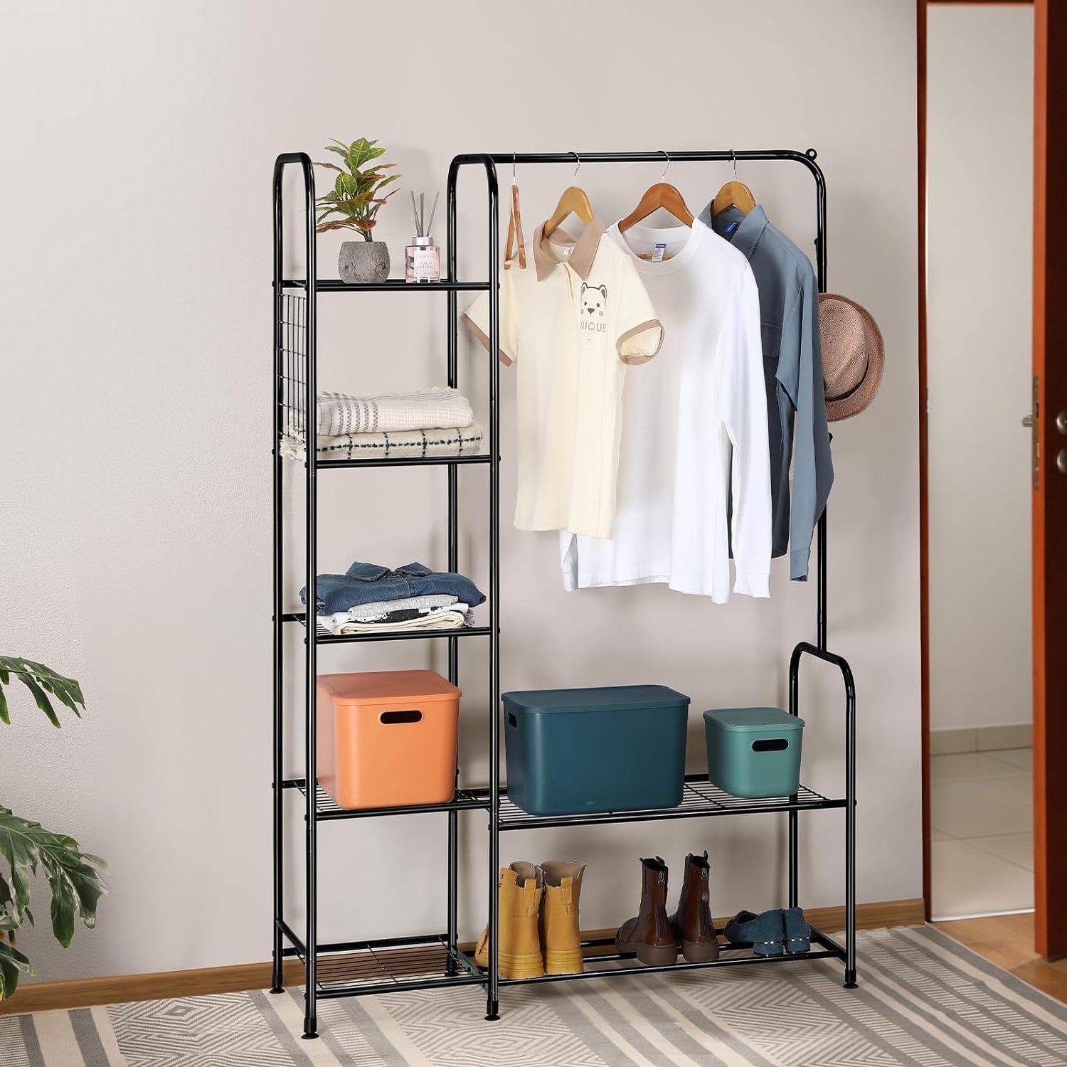 Coat Rack Freestanding Clothing Rack with Shelves Garment Racks for Hanging Clothes