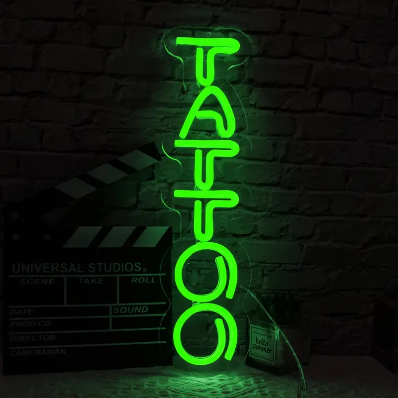 1pc Green Tattoo Neon Sign Wall Decor ,Dimmable Tattoo Led Sign Beauty Salon Neon Sign,Custom Shop Neon Sign Man Cave Led Sign