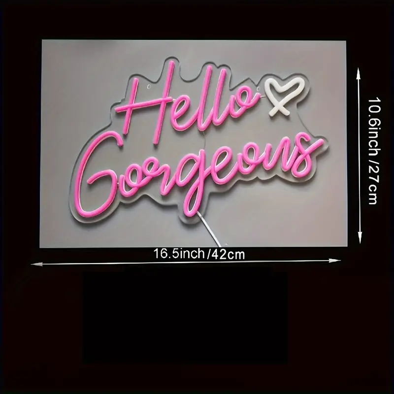 1pc Hello Gorgeous Neon Sign, Hello Beautiful Pink LED Neon Lights For Home Wedding Birthday Backdrop Party gift and the like