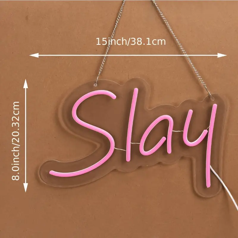 1pc Slay Neon Sign Light, For Wall Decor Led Neon Light For Bedroom Wall Decor Preppy Girls Aesthetic Dorm Cute Bratz Room Decor