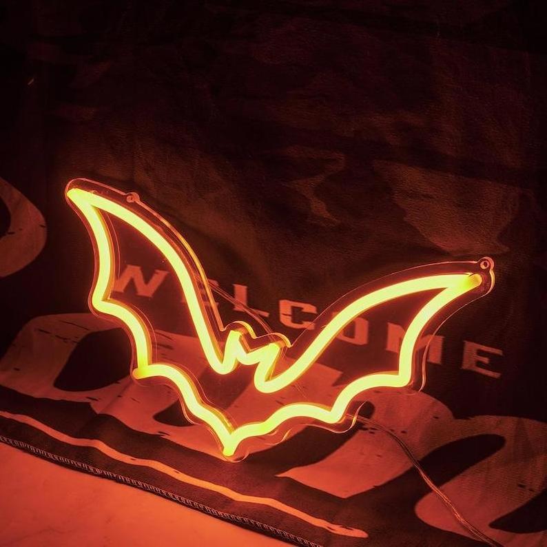 Bat neon sign Halloween Neon Sign Bat Neon Light Pink Purple Green Flying Party Decoration Wall Mount